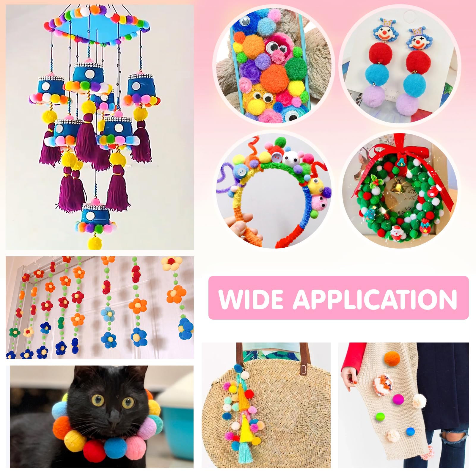 10 Mm - Environ 288 Mini Pompons Colorés Pour Le Bricolage - Perles En