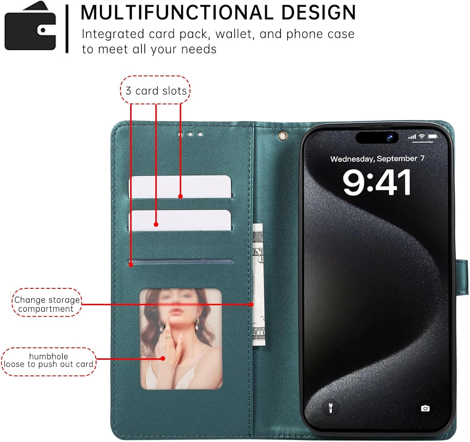 Wallet Case for iPhone 16 Pro Max /16 Pro/16 Plus/16,Shockproof Protective Leather Flip Case Magnetic Closure Camera Protection Ultra Slim Phone Cover (16 Pro,Black)