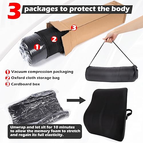 Miniatura 3 de Soporte lumbar para silla de oficina soporte de respaldo de asiento de automóvil, almohada lumbar para silla de escritorio, cojín de espuma