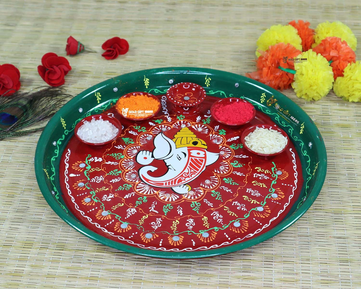 Buy GoldGiftIdeas Alloy Bhuvanpati Ganesha Hand Paint Pooja Aarti Thali buy-goldgiftideas-alloy-bhuvanpati-ganesha-hand-paint-pooja-aarti-thali