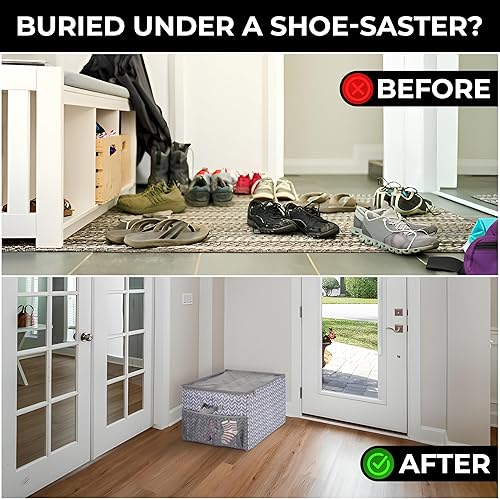 Miniatura 2 de ALCOVA Organizador de zapatos para armario, caja de almacenamiento de zapatos con cubierta transparente, caja de almacenamiento plegable