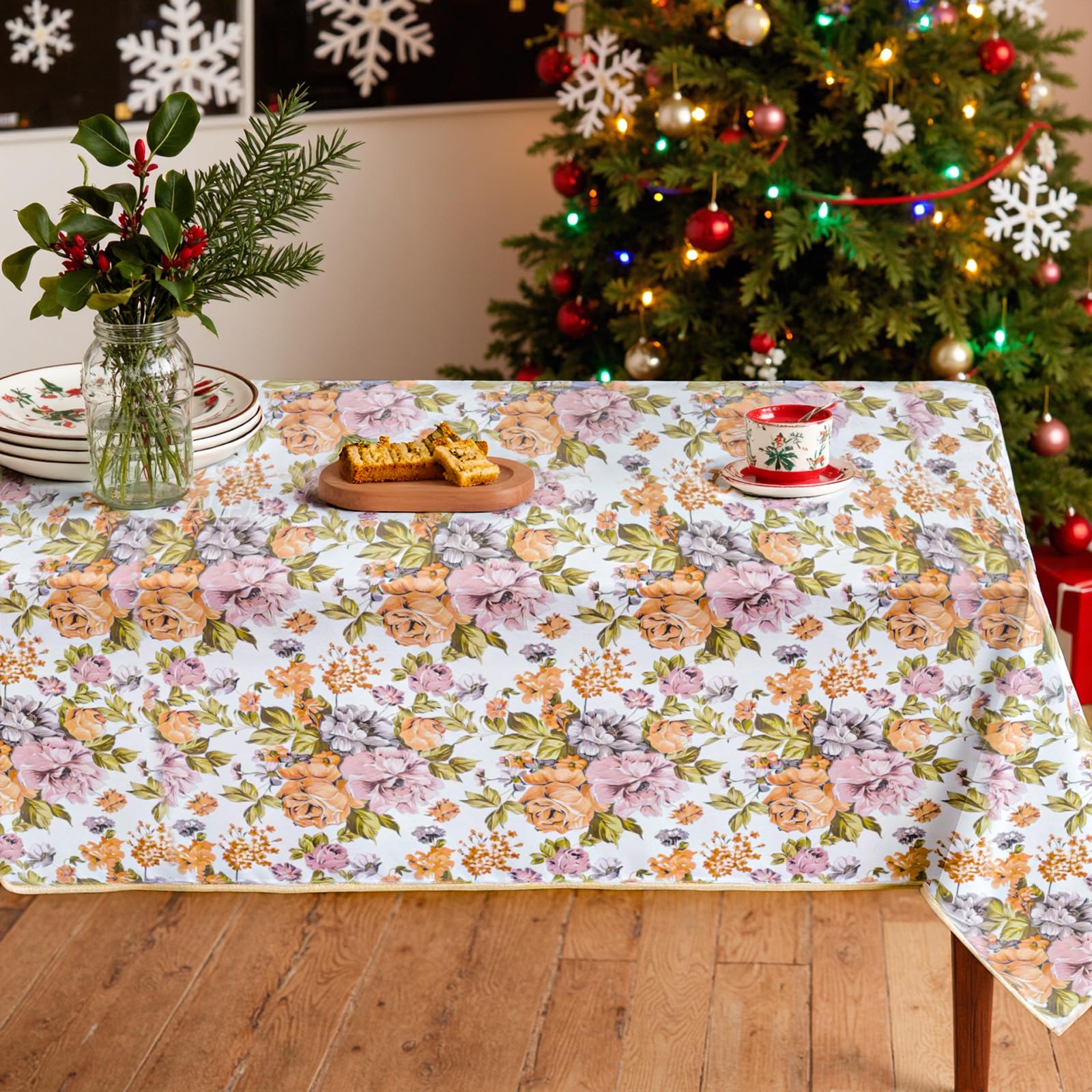Prostokątny obrus na stół, wodoodporny winylowy obrus z flanelowym spodem, obrusy stołowe, plastikowe obrusy na kolację, kuchnię i imprezy, 152 cm x 213 cm