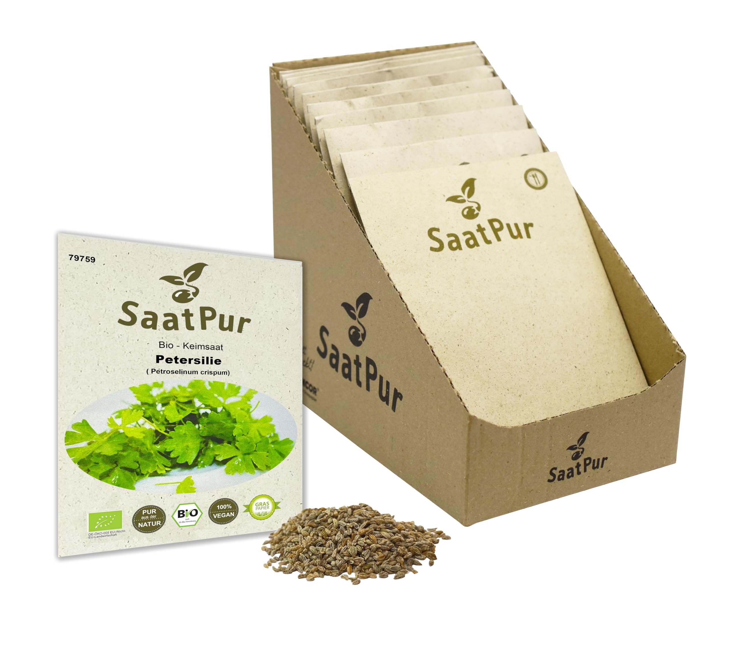 Petersilie BIO Keimsaat Keimsprossen von SaatPur - Sprossen Microgreen - Kleines Tray mit 60 Portionstüten je 20g