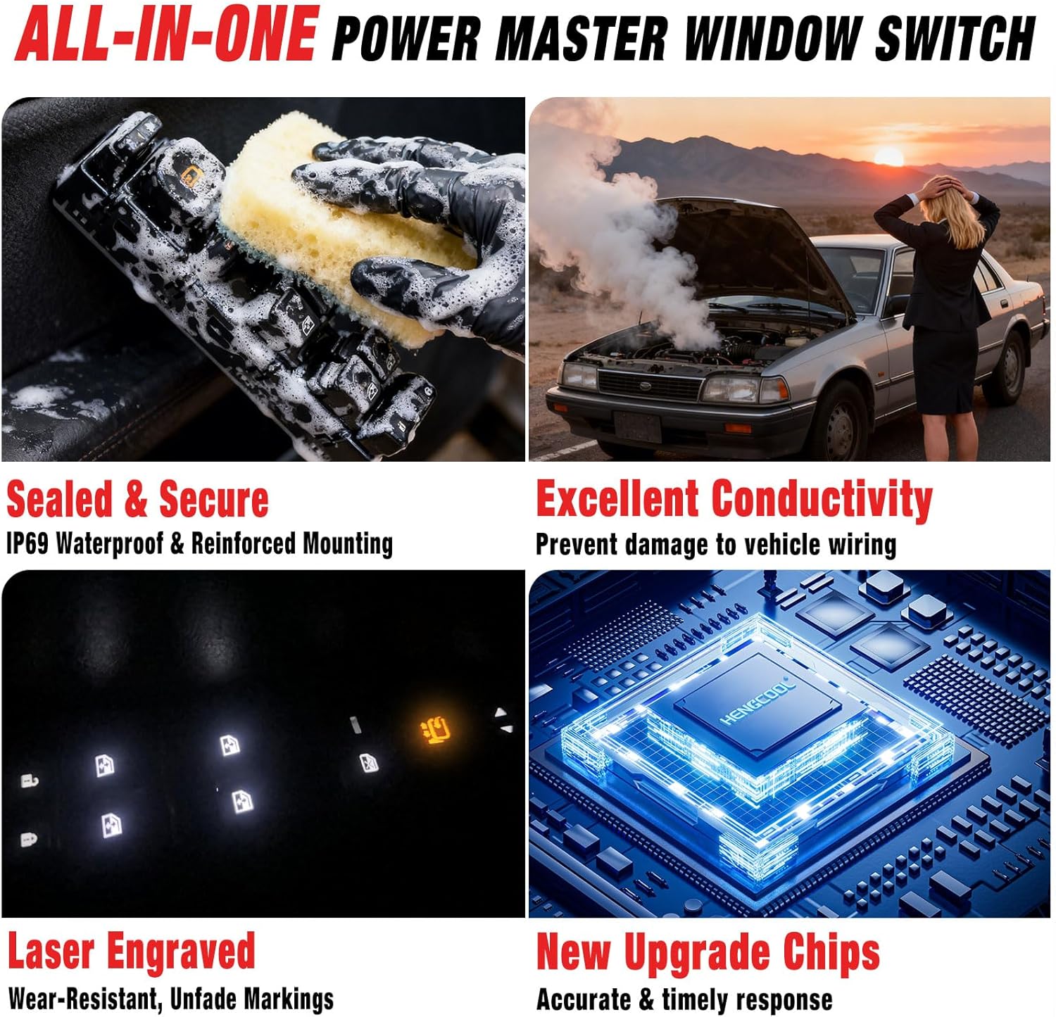 15883320 15883323 Master Window Switch Driver Side - Power Window Switch Compatible for Chevy Avalanche Silverado Suburban Tahoe - GMC Yukon Sierra - Cadillac Escalade (2003,2004,2005,2006,2007)