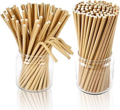 7.75 Inch Brown Kraft Paper Drinking Straws Flexible 250 ct. and Straight 1000 ct. - for Cocktail & Coffee, Bars and Restaurant