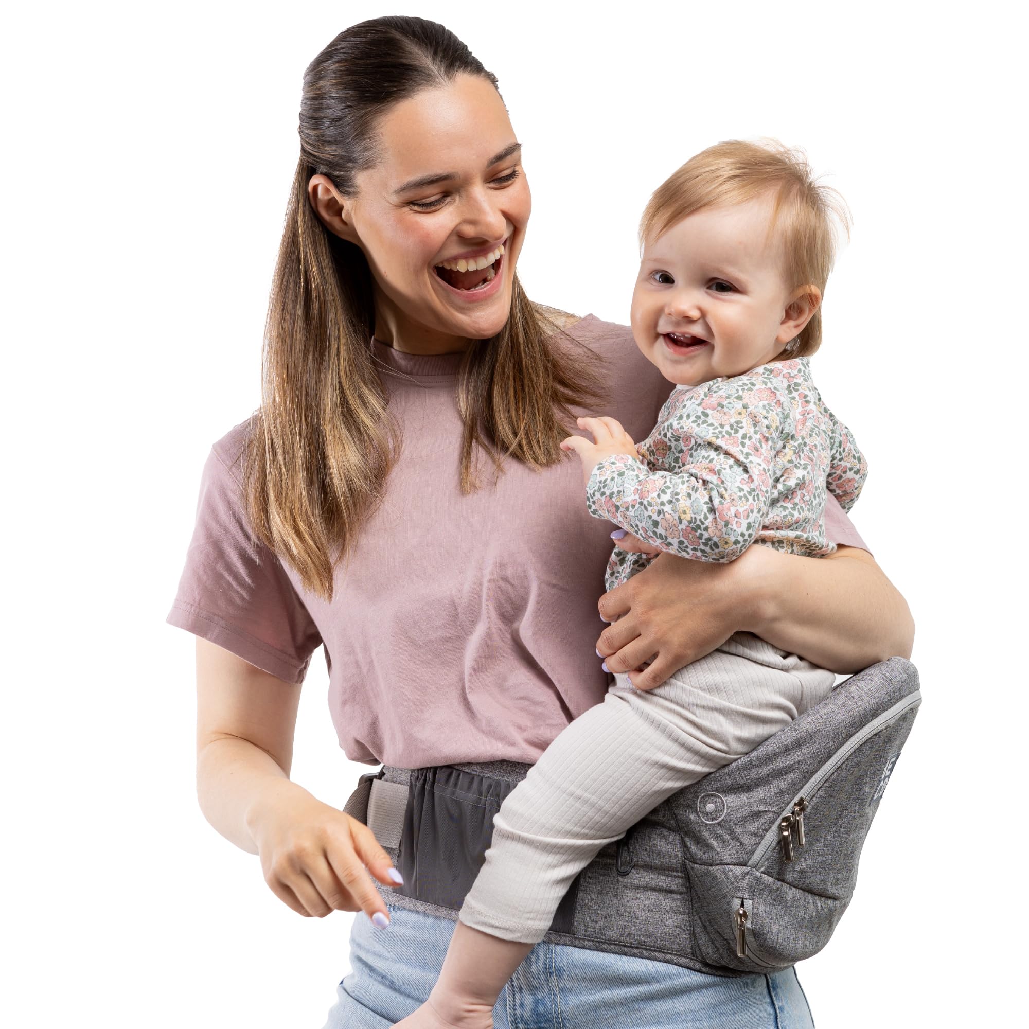 Beco Portabebés Asiento de Cadera Plegable, 4 en 1, 0-36 Meses, Gris | Se pliega plano en la bolsa de pañales, Asiento que alivia brazos y espalda, se adapta fácilmente de 0 a 36 meses.