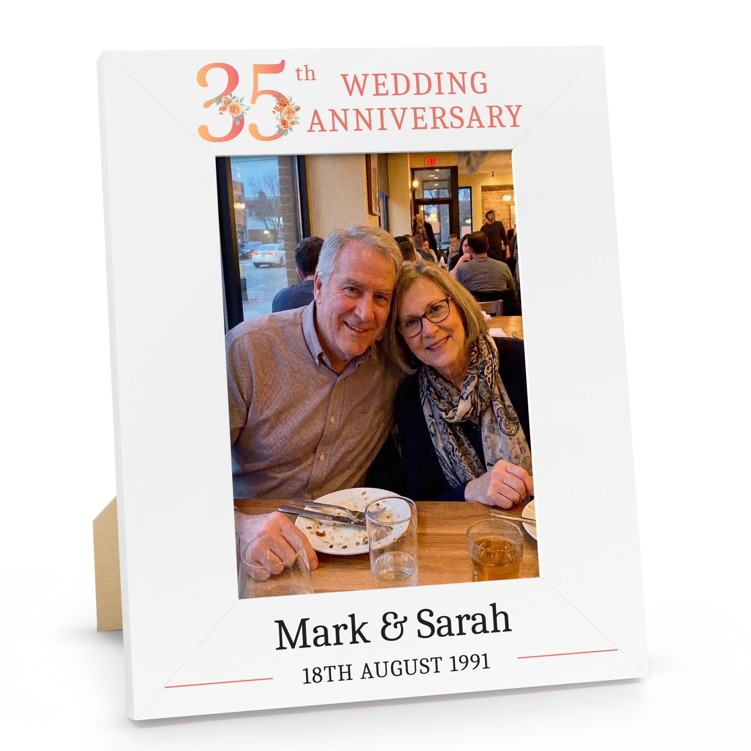 Beecreative 35th Anniversary Wedding Gift, Personalised Photo Frame Present