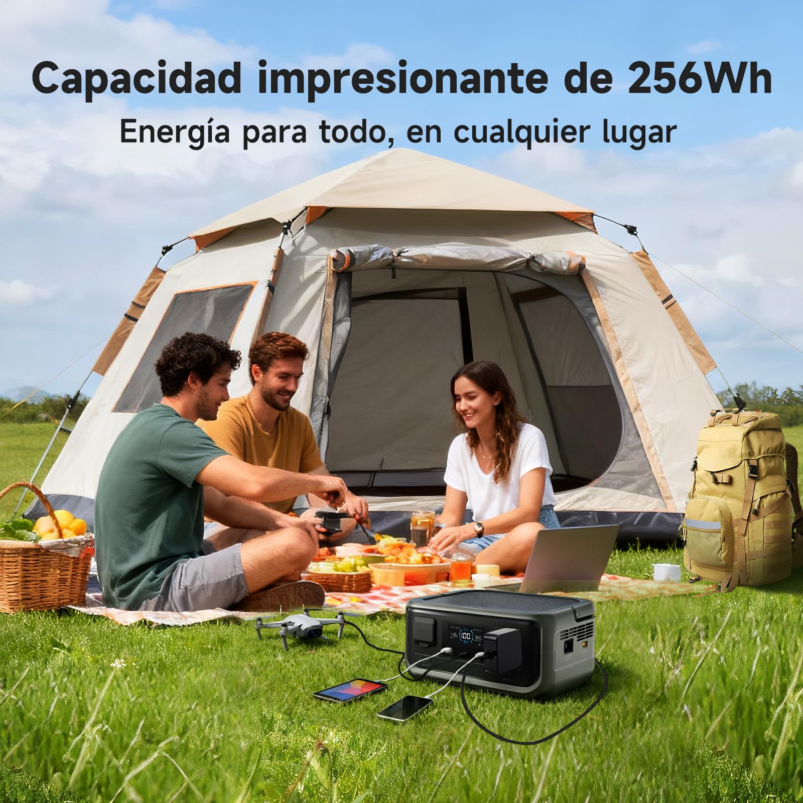 ALLPOWERS VOLIX P300 Estación de Energía Portátil 300W(600W pico) con UPS,Batería LiFePO4 256Wh,Carga Rápida PD 100W,Carga Rápida 80% en 1h,MPPT 110W Máx.Ideal para Casa,Camping y Autocaravanas