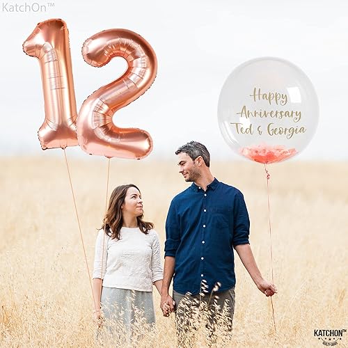 Miniatura 8 de KatchOn, Globo de oro rosa con el número 12, grande de 40 pulgadas, decoraciones de cumpleaños número 12 para niñas