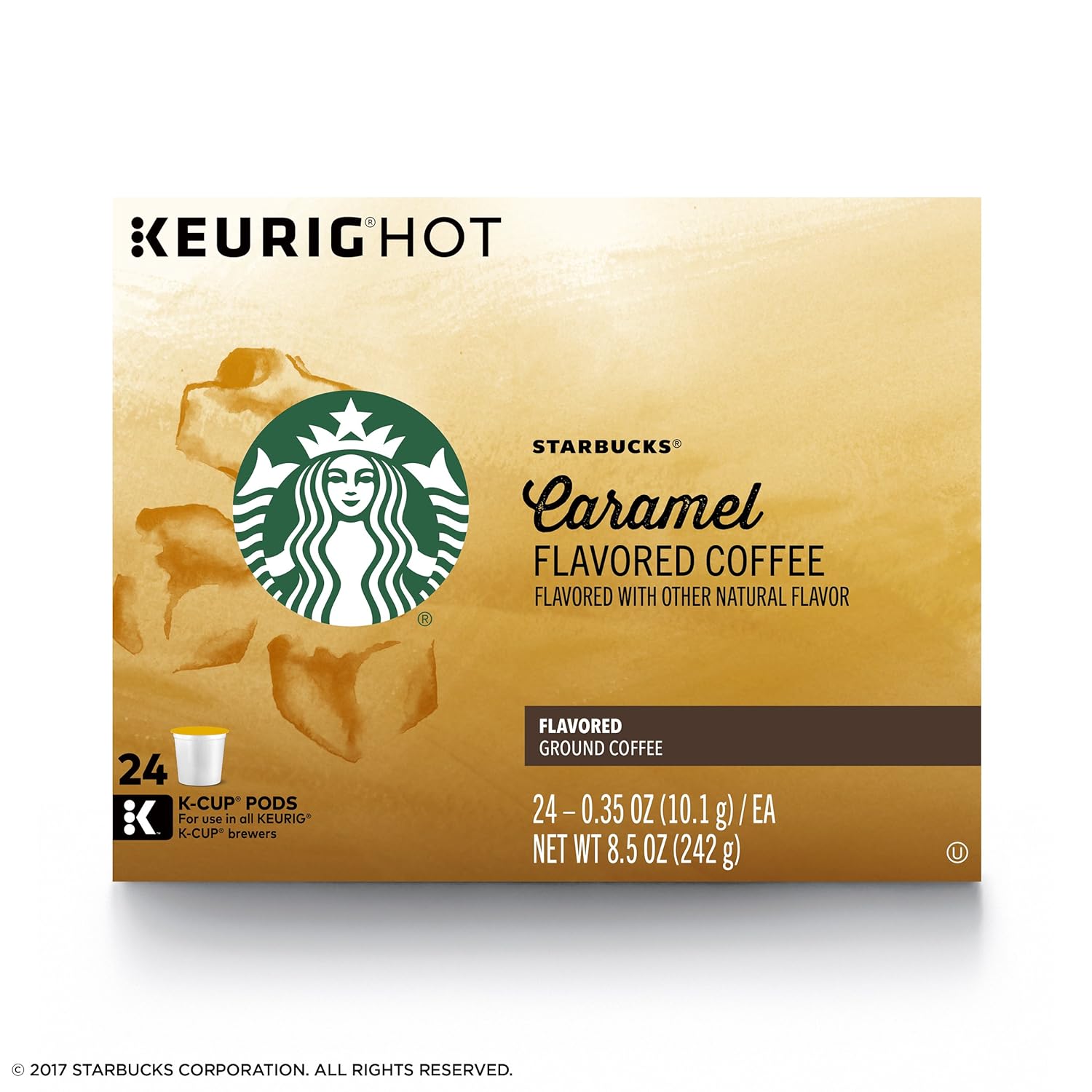 Starbucks Caramel Flavored Medium Roast Single Cup Coffee for Keurig Brewers, 4 Boxes of 24 (96 Total K-Cup Pods)