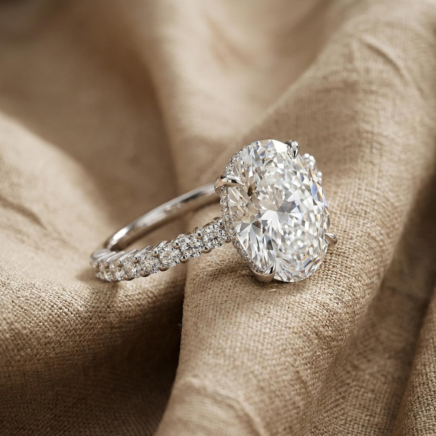 P3 POMPEII3 Pompeii Certified 4 1/2Ct Hidden Halo Diamond Engagement Ring 14k Gold Lab Grown (E/F,VS1-VS2)