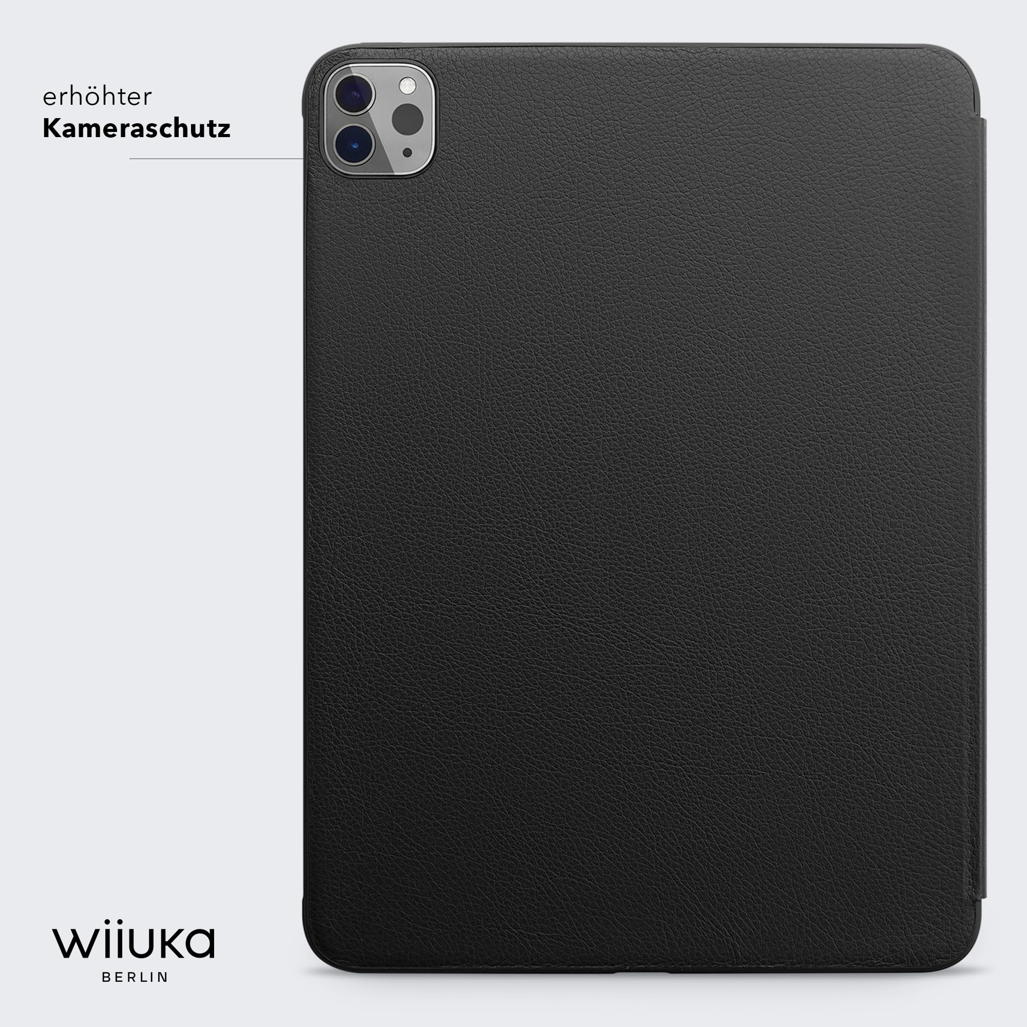 WIIUKA Etui do iPada Pro 11" (2023-2018), skóra niemiecka, etui skórzane, bardzo cienkie, Premium Smart Cover Case, czarne