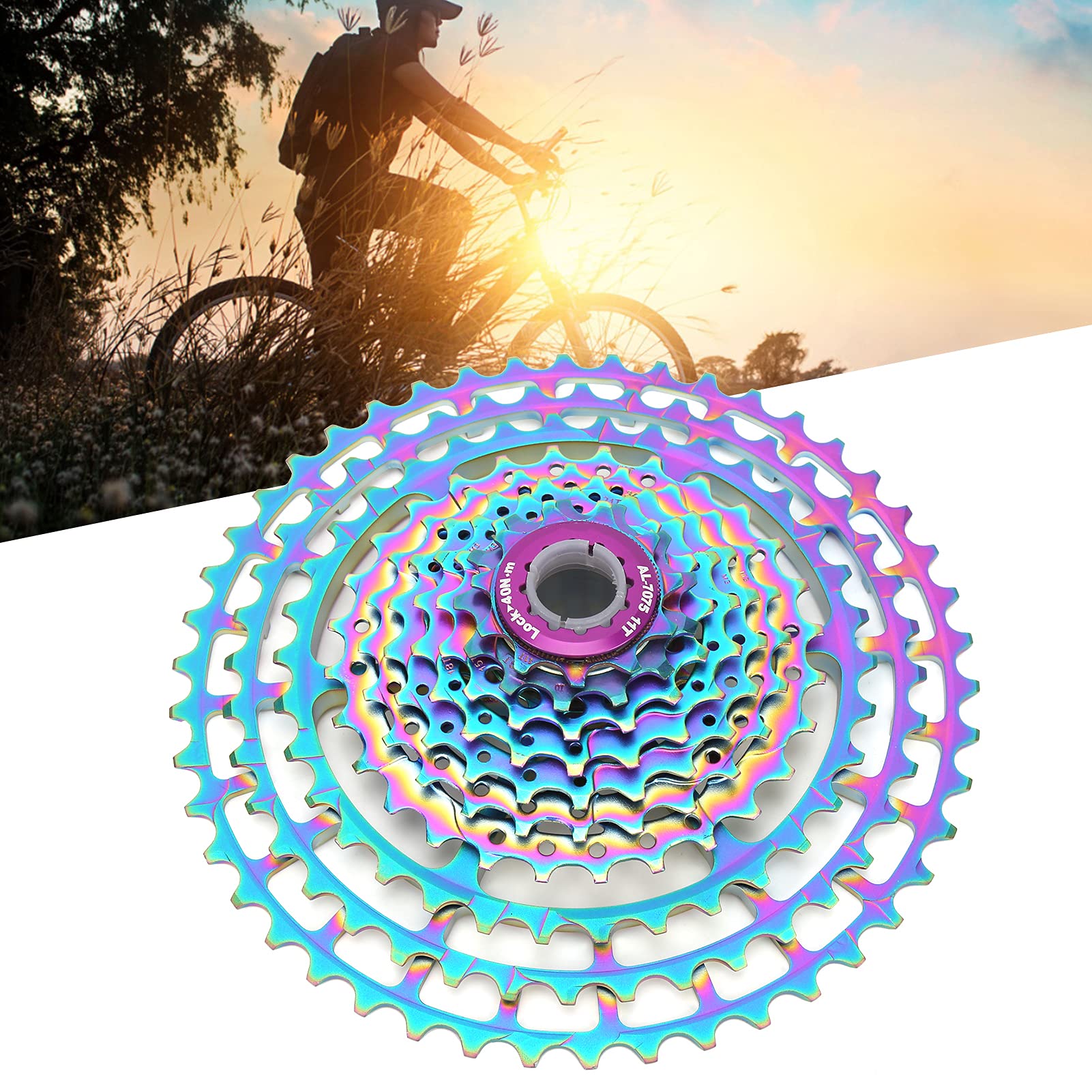CHICIRIS Volante Cassette de Bicicleta de 10 Velocidades Aleación de Aluminio Colorida Acero 11 46T Piñón Hueco Liviano para Bicicletas de Carretera de Montaña Suave Reemplazo de Rotación Silenciosa