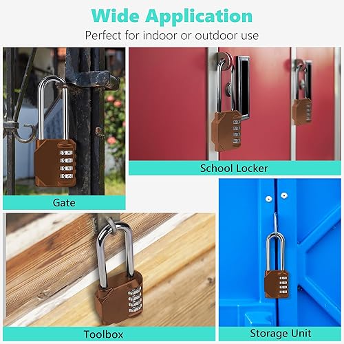 Miniatura 7 de CL21MC Candado de combinación con grillete largo de 2.6 pulgadas, candado de combinación de 4 dígitos, establece tu propia combinación para candado