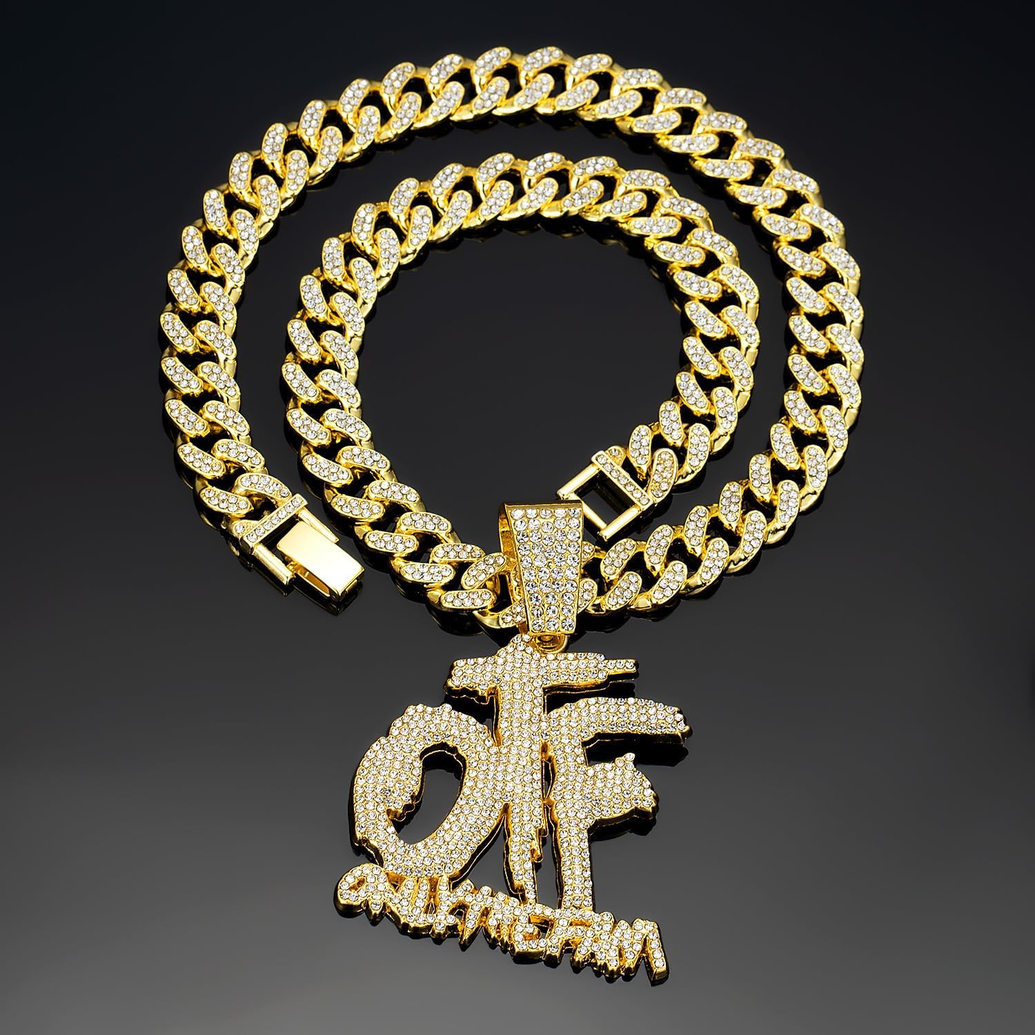 Hip hop necklace alloy all OTF chain letter pendant necklace Hip hop men's and women's Cuban necklace - Image 8