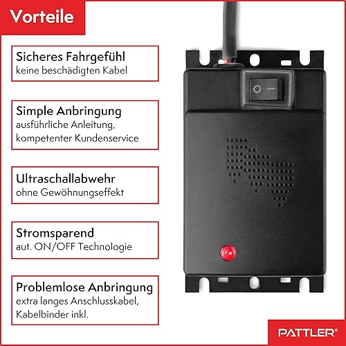 Miniatura 3 de PATTLER - Repelente de ratones para automóviles con conexión a batería de coche de 12 V, repelente ultrasónico de plagas, para motores debajo del