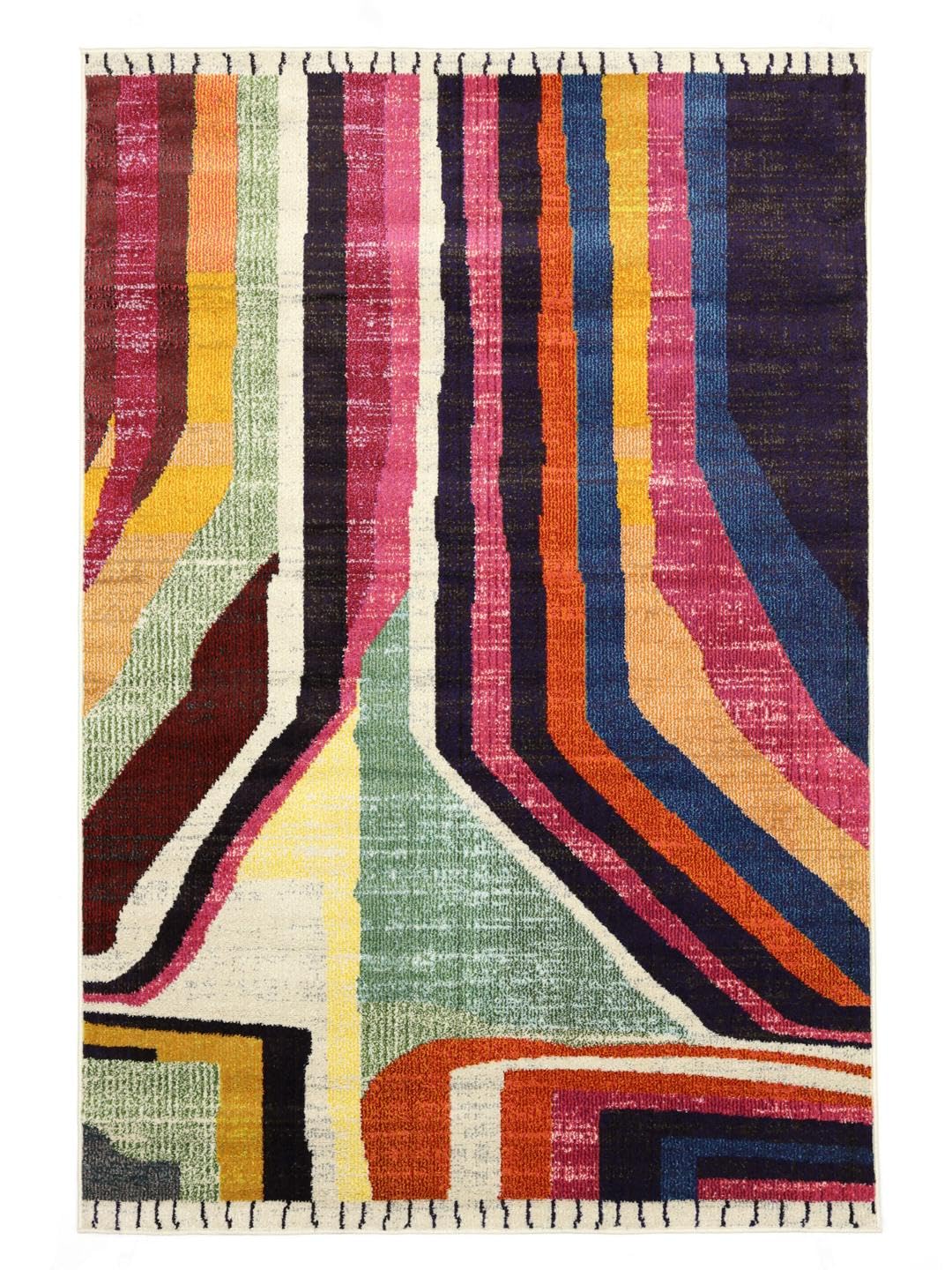 RugVista Markiz Alfombra, 140 x 200 cm, Multi/Rosa | Berber / Morocco, Rectangular, Pelo medio, Limpieza en seco, Oeko-Tex 100, Sala de estar, Dormitorio, Cocina