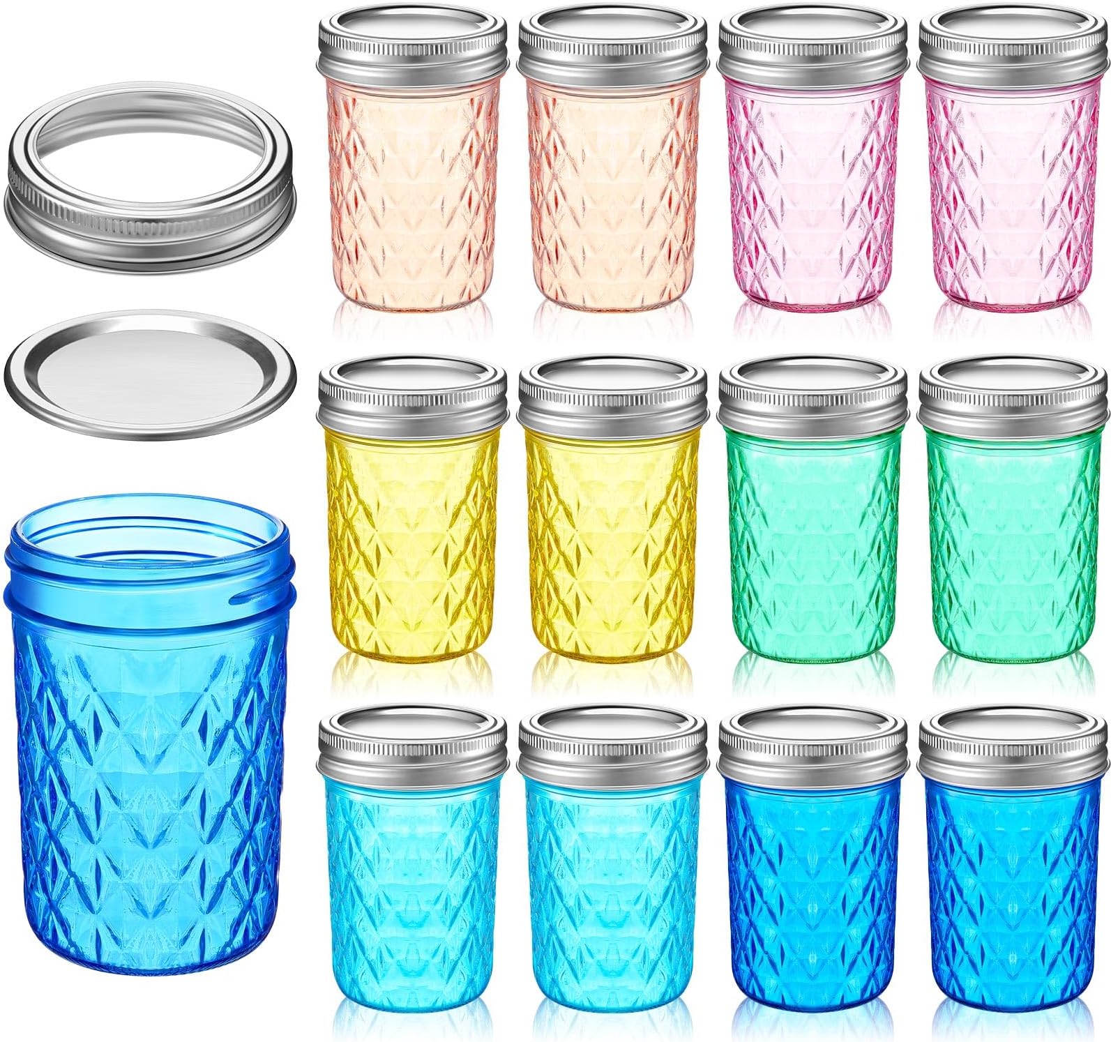 Zhehao 12 Pcs Mason Canning Jars 4 oz Jelly Jars with