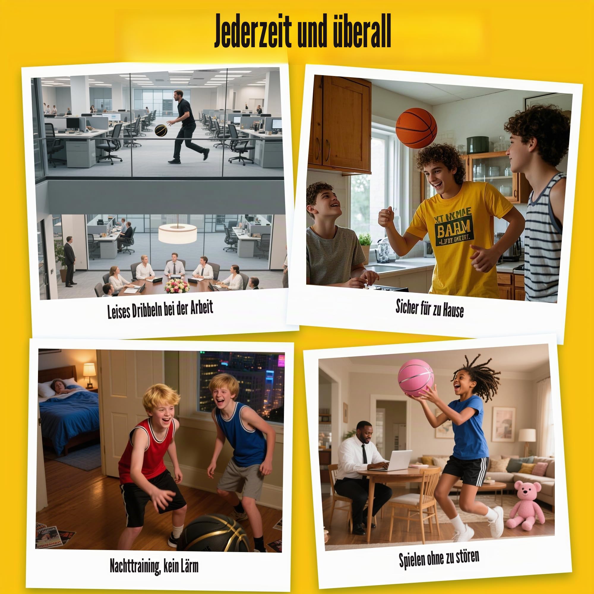 Size 7 (29.5'') Weighted Grooves Silent Basketball, Non-Compressed Shipping, Professional PU Foam, Ideal for Indoor & Outdoor Silent Practice Dribble'
