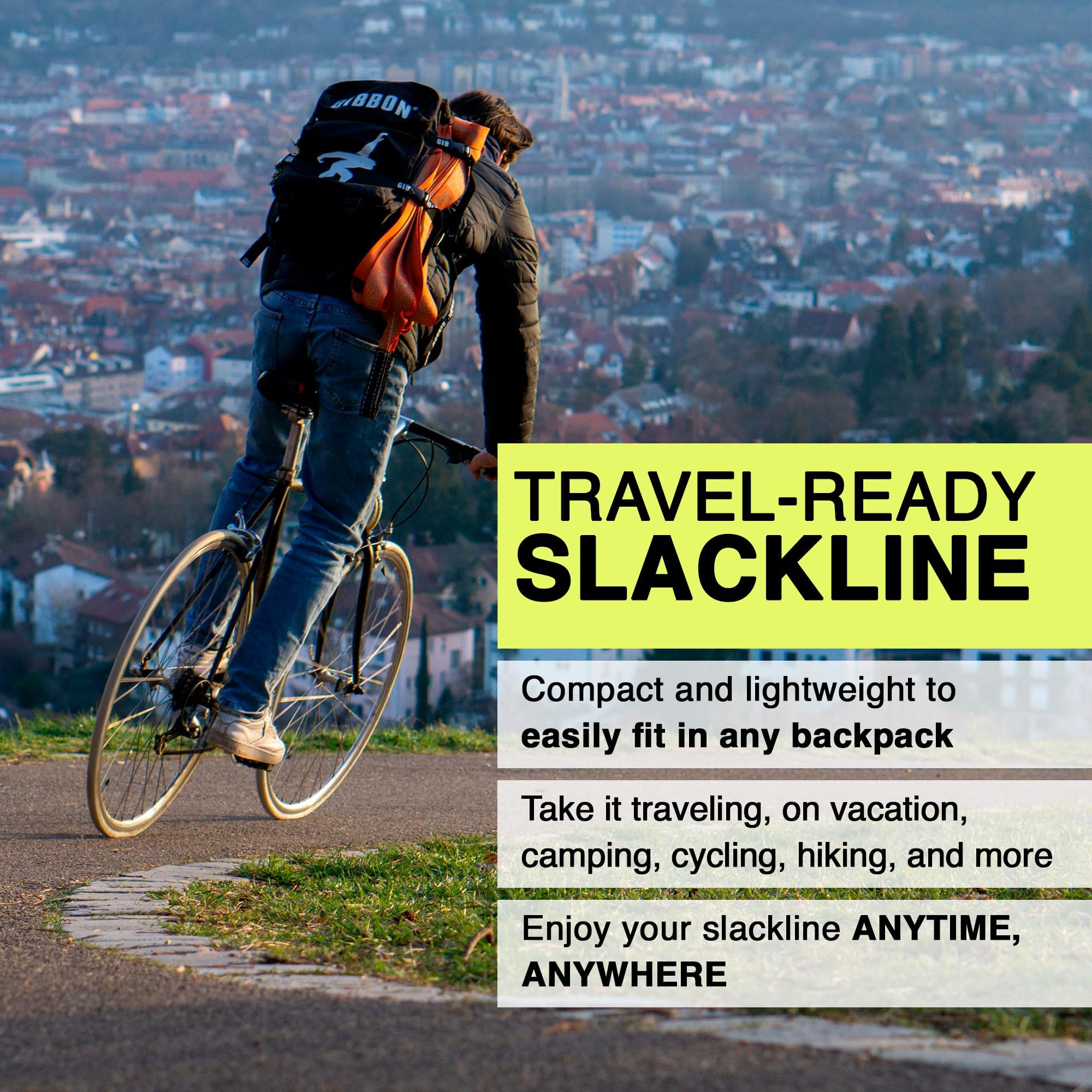 Gibbon Slacklines Travel Line con Treewear Slackline-Set, Sin género, Brown, L
