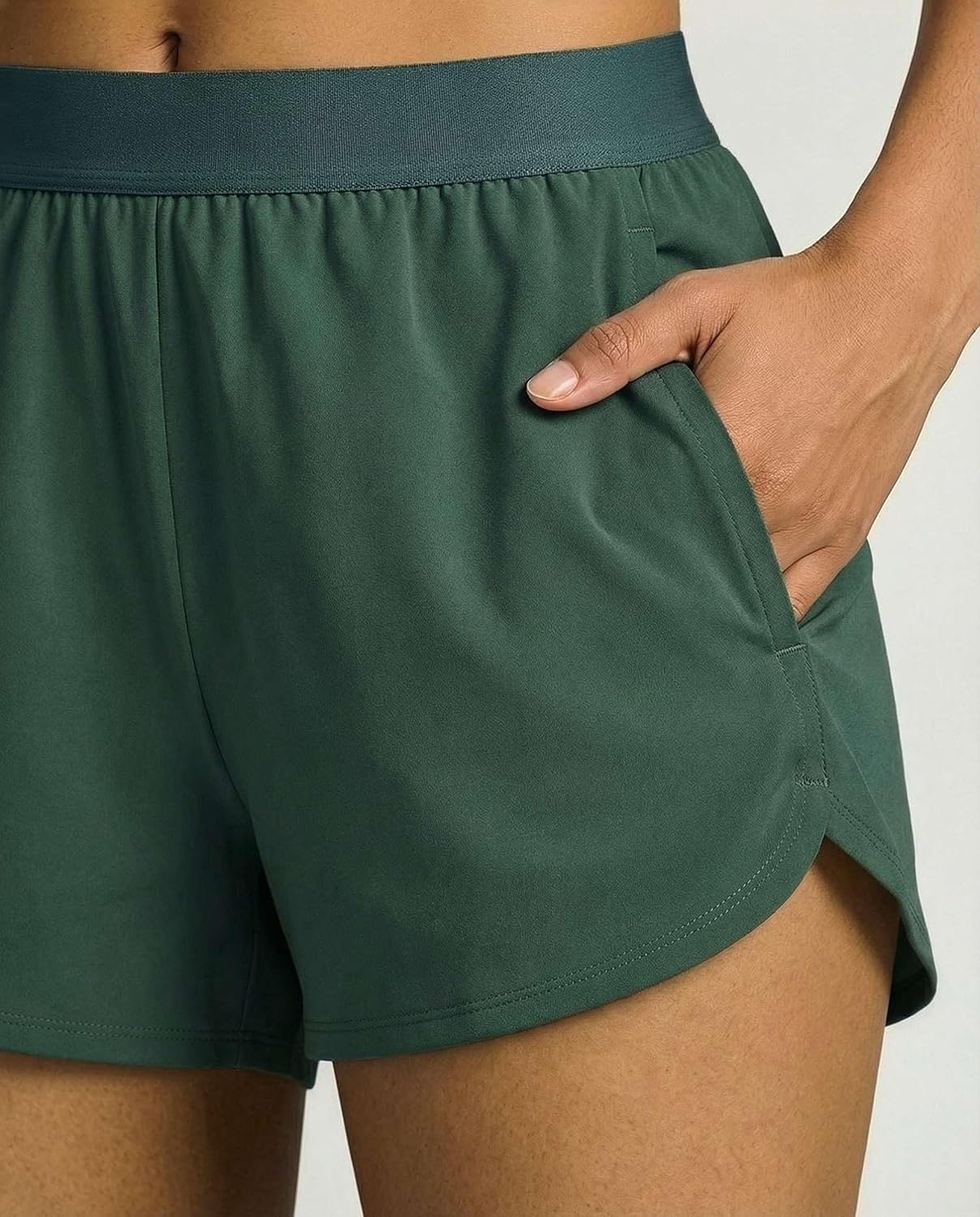 Real Essentials 4 Pack: Women's 3" Dry-Fit Dolphin Running Shorts with Pockets-Athletic Gym Workout Basketball Sports Shorts