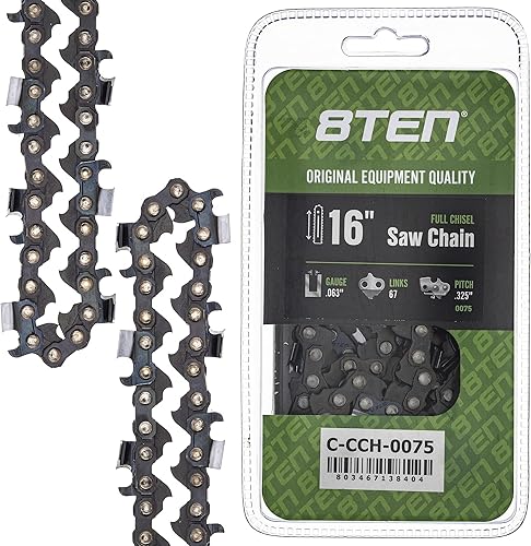 Vista 312 de 8TEN Cadena de motosierra para Husqvarna 254 455 340 351 353 350 55 455 Rancher Poulan Jonsered Echo 16 pulgadas .050 .325 66DL