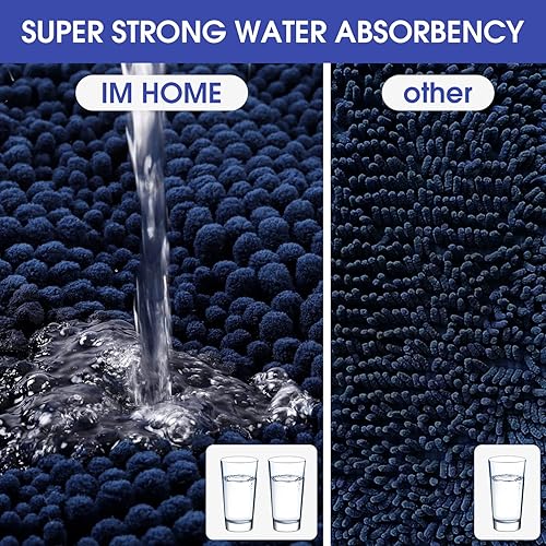 Miniatura 3 de ACCUMTEK Juego de 2 alfombras de baño de felpilla ultra suaves, antideslizantes, absorbentes, peludas de felpa para baño, dormitorio, cocina, ducha,