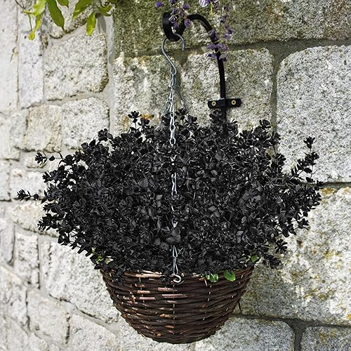 Miniatura 5 de AmyHomie 20 paquetes de flores artificiales de eucalipto negro para decoración de Halloween al aire libre, flores sintéticas resistentes a los rayos