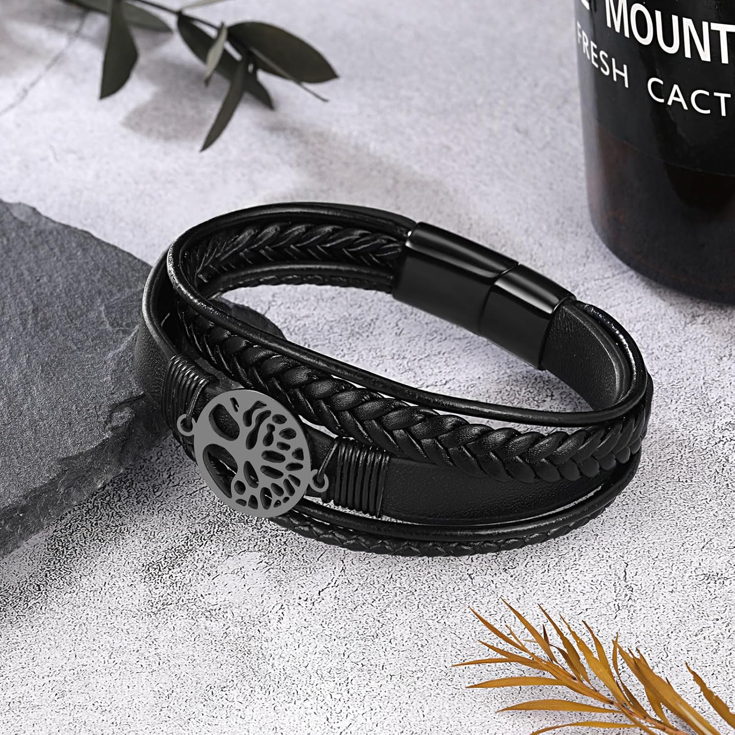 UNGENT THEM Leather Tree of life Bracelets for Men Husband, Grandpa, Fathers' Day Birthday Christmas Valentine's Day Gifts for Men - Image 7