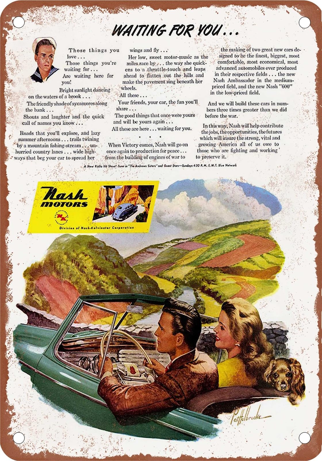 METAL SIGN - 1946 Nash Vintage Ad 04 - Old Retro Rusty Look home decor