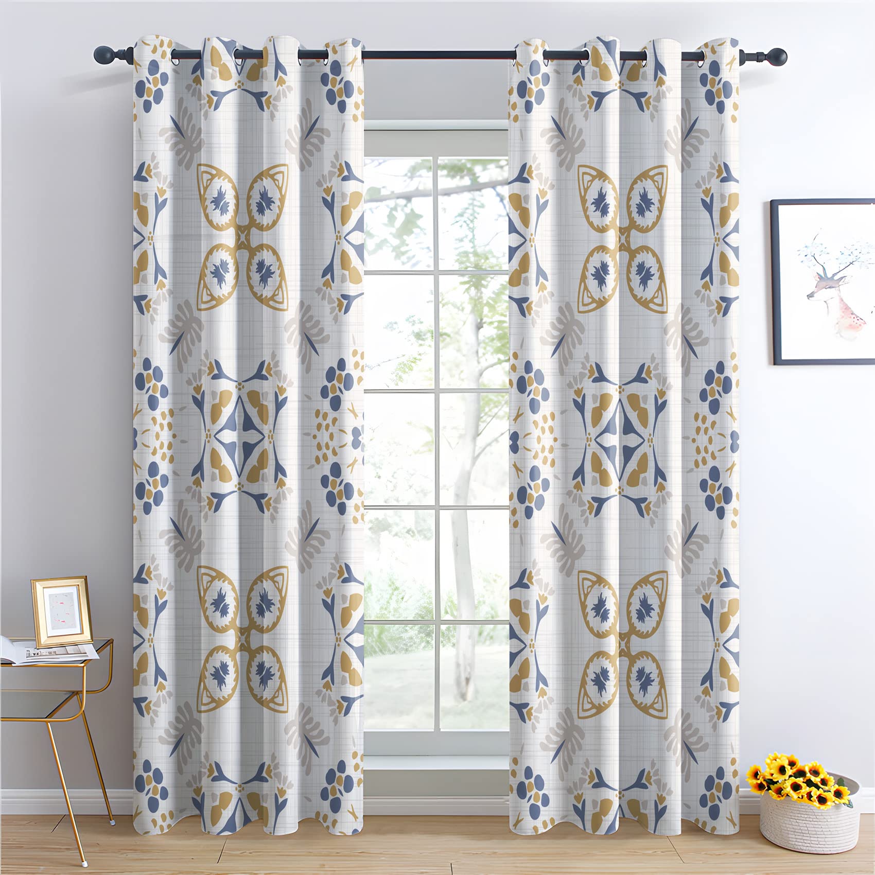 Cortinas opacas decorativas para dormitorio y salón BUKITA, estilo europeo, 140 x 175 cm