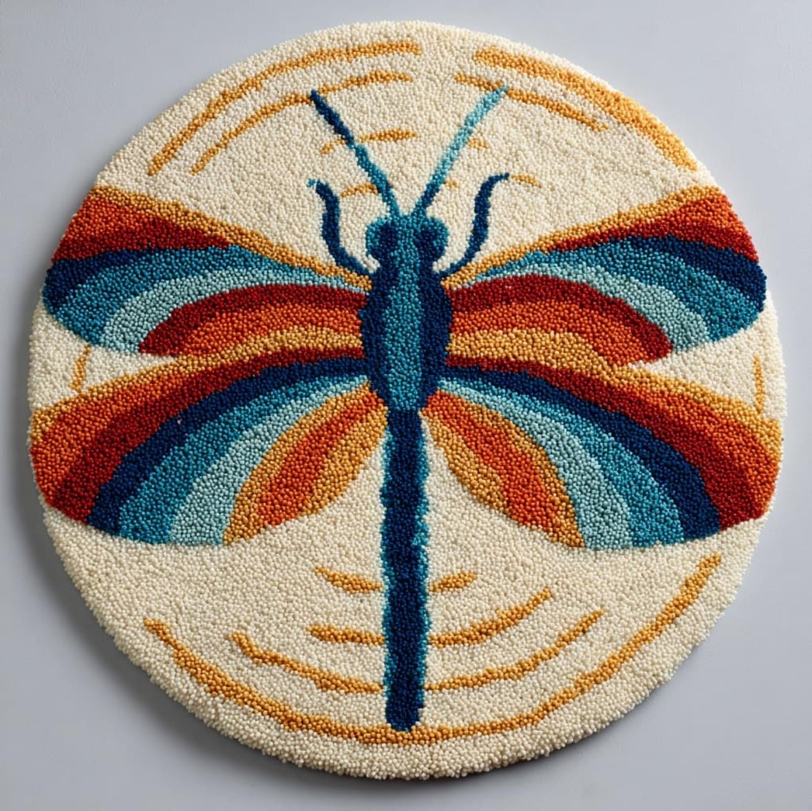 WallustrioaW DIY Latch Hook Rug,Cartoon Dragonfly,Crochet Kits Embroidery Kits Home Carpet Rug Making Canvas,Needlework Crafts for Home Decor,50x50cm
