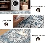 XWZO 2x3 Rug de zone pour entrée, lavable en douceur Vintage Rug Floral Petite Rug, Couverture de sol non glissant, Ultra-Thin Pile Mat de porte intérieure pour salle de bains chambre à coucher - 2'x3', bleu
