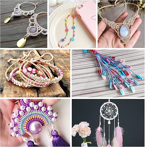 Miniatura 2 de Pandahall - Cordón de nailon trenzado de 0.020 in, cuerda de nailon trenzado de 150 yardas con carrete de plástico para hacer joyas y manualidades