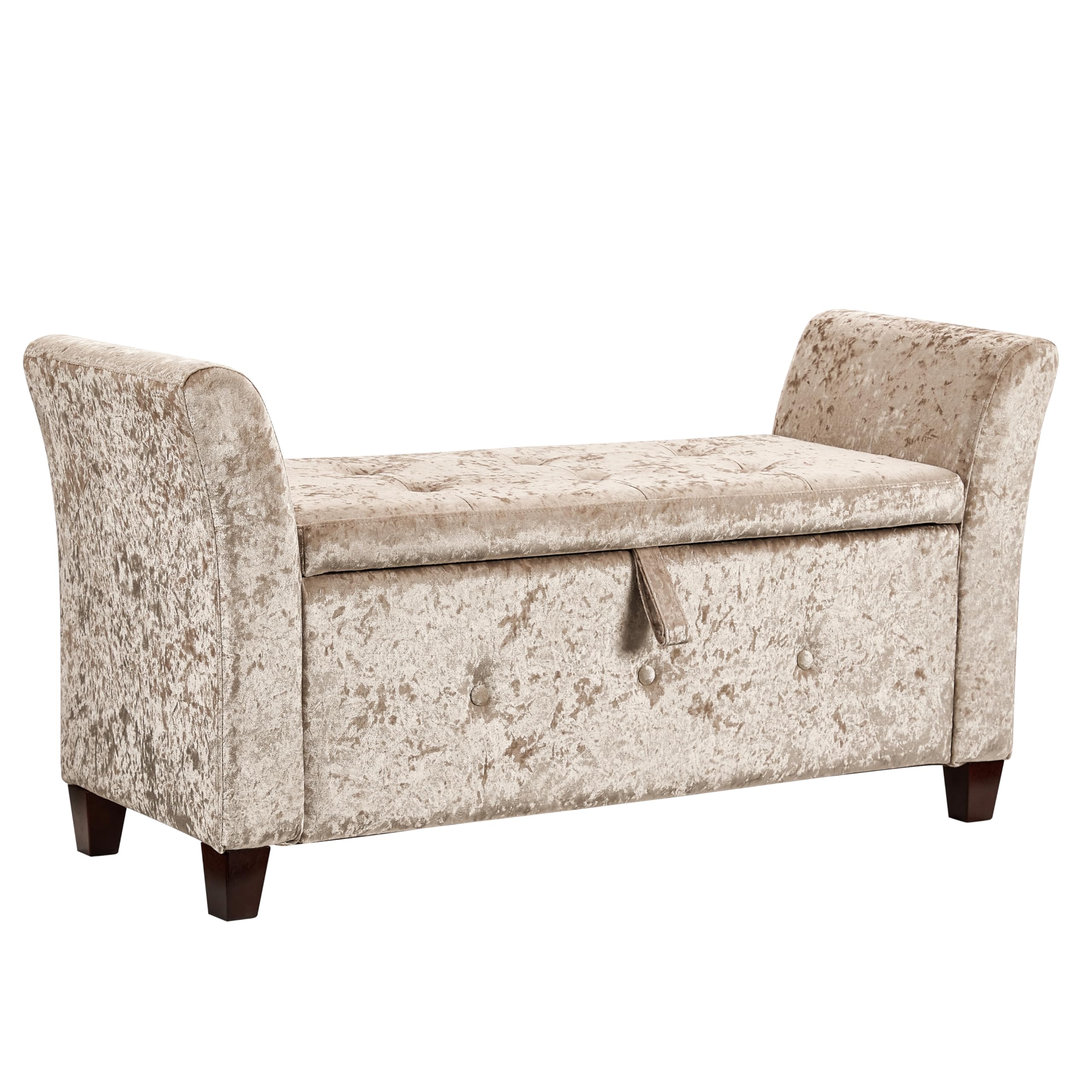 Vida Designs Seville - Otomana de Almacenamiento, baúl de Tela con Tapa, Asiento, Taburete, Banco de Ventana, baúl, Caja de Almacenamiento de Juguetes, Puff, reposapiés, Terciopelo champán