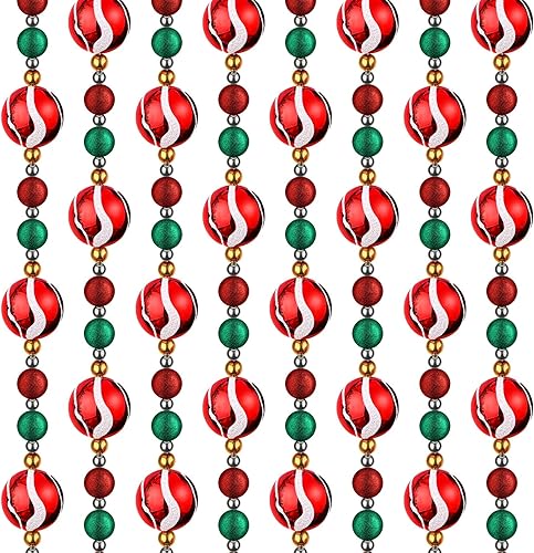 Miniatura 8 de Guirnalda de bastones de caramelo de Navidad de 16 pies, adornos de menta, guirnalda de caramelos, coronas de bolas de Navidad, adornos colgantes