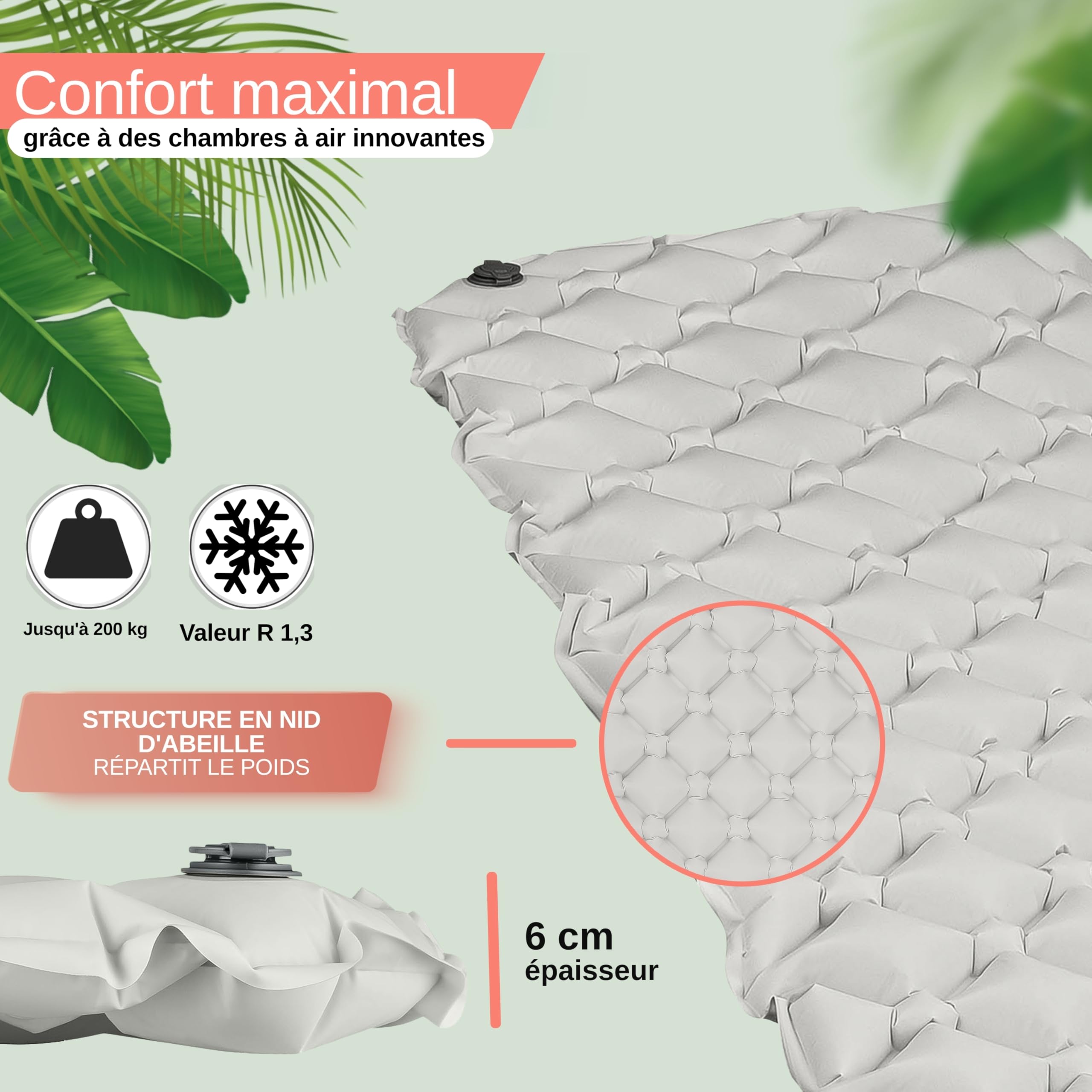 Backpacker's Journey Matelas randonnée Ultra léger – Matelas Gonflable Compact pour Matelas Camping 1 Place, idéal Trek, Bivouac, Outdoor & bikepacking