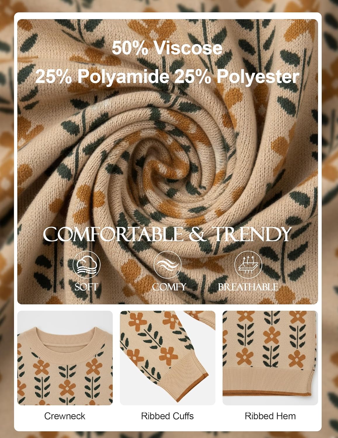 Women's Spring Pullover Sweater Long Sleeve Oversized Printed Cute Crewneck Knitted Top 2026 Trendy Fashion - Image 5