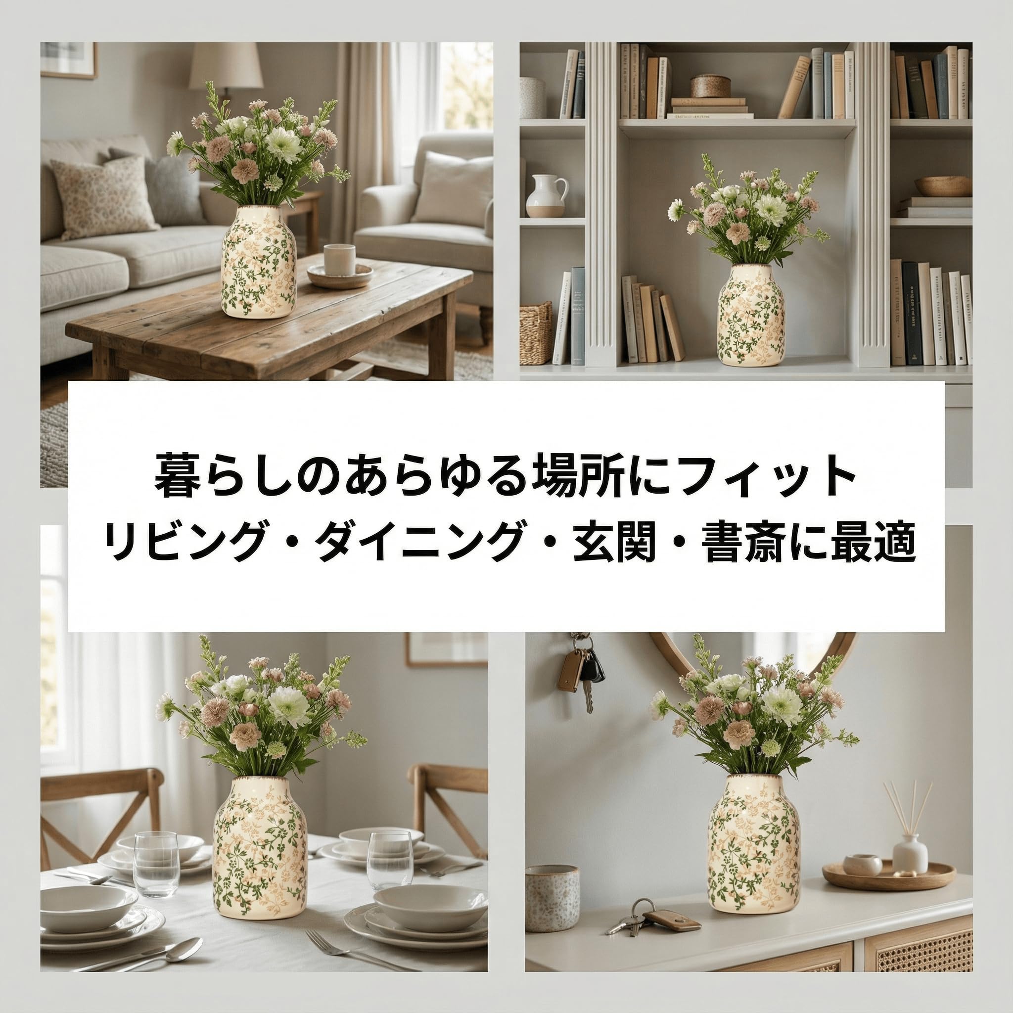 Amazon.co.jp: sportw 花柄 陶器フラワーベース｜アンティーク風