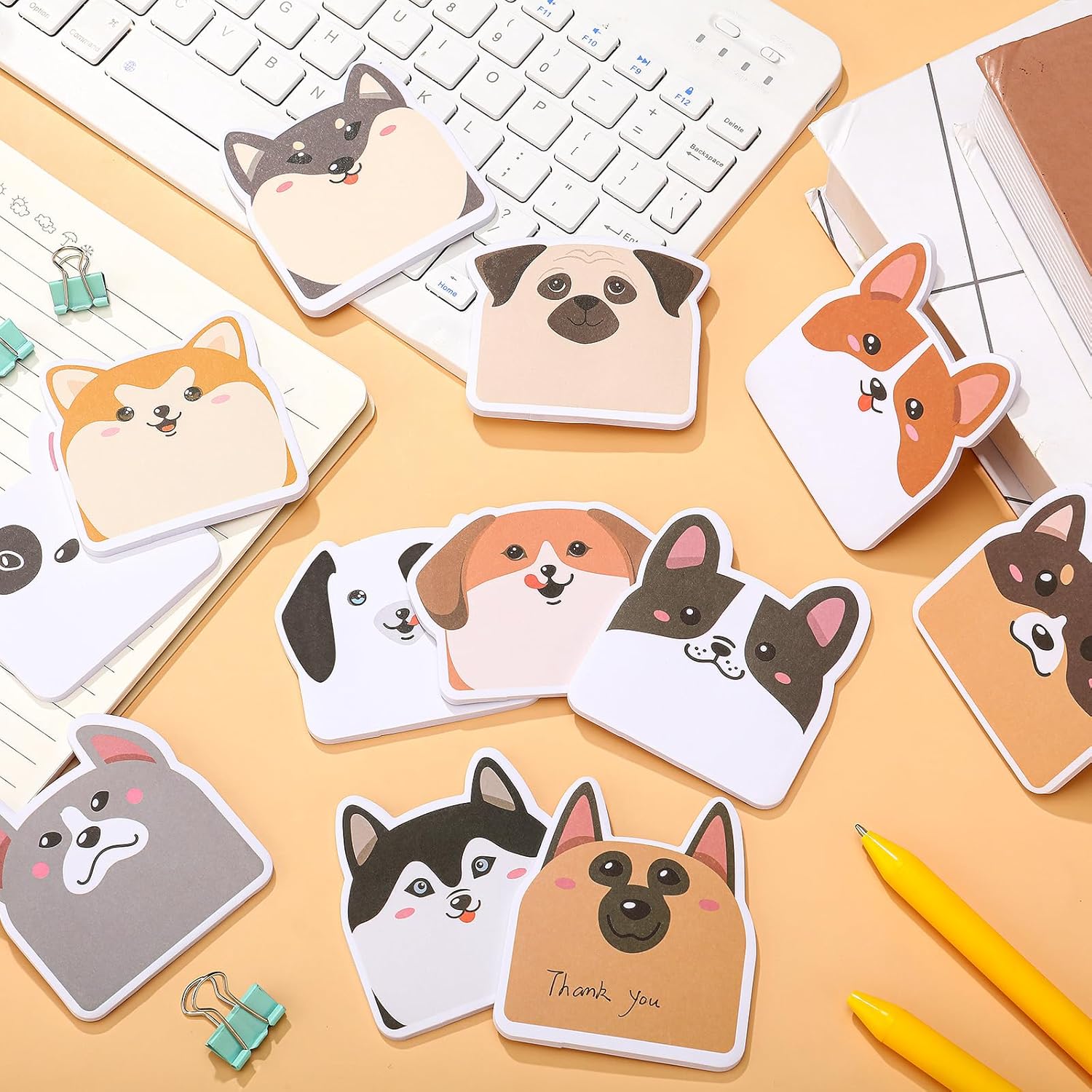 Yinder 24 Pads Cute Dog Sticky Notes Fun Kawaii Animal Sticky Notes Pads Bulk Cartoon Memo Self Adhesive Gift for Valentines Veterinary Office School Tab Party Supplies - Image 4