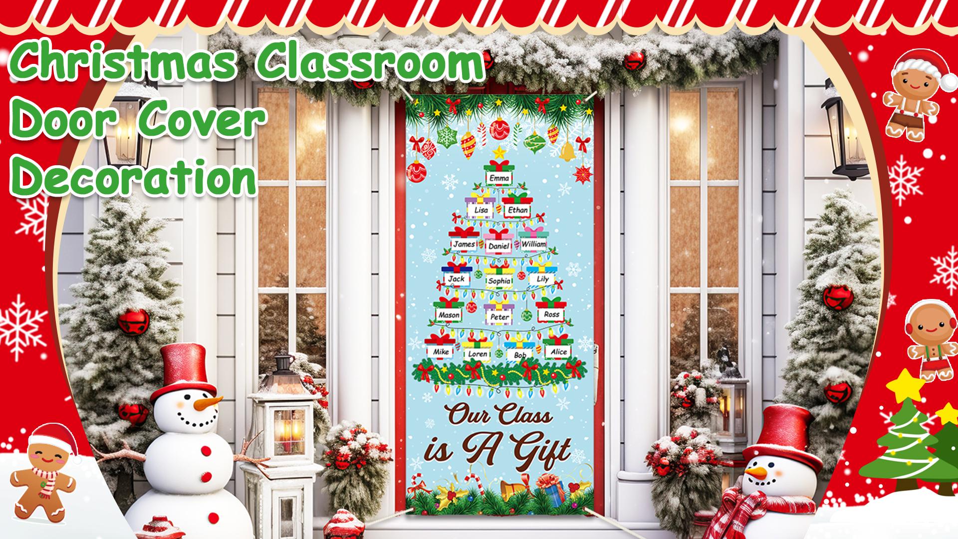 4 Pcs Christmas Classroom Door Decorations Xmas House - View #2