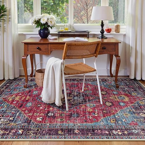 Miniatura 242 de Lahome Tapete tribal bohemio, pequeño, suave, antideslizante, lavable, de pelo corto, para piso en puerta, interior, entrada, baño, silla, Verde