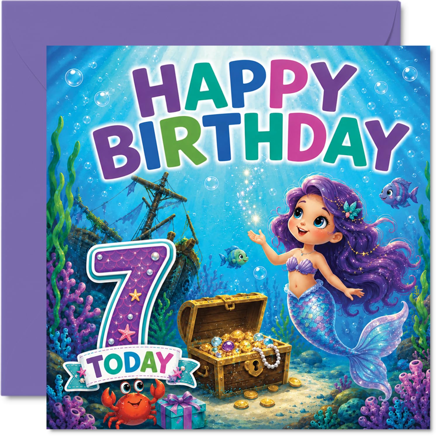 Playful 7th Birthday Card, Make a Splash on Their Big Day