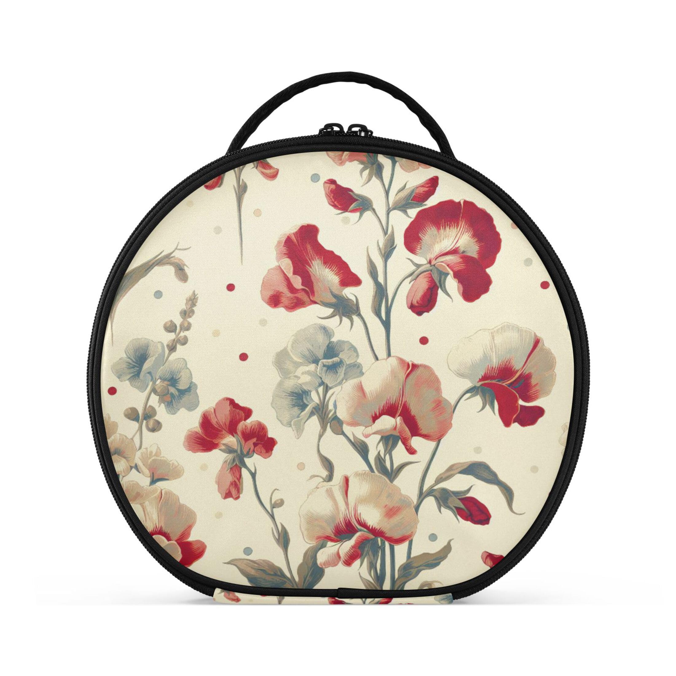 Takiito Floral Vintage Travel Makeup Case Portable Makeup Box Artist Cosmetic Case Organizer With Adjustable Dividers