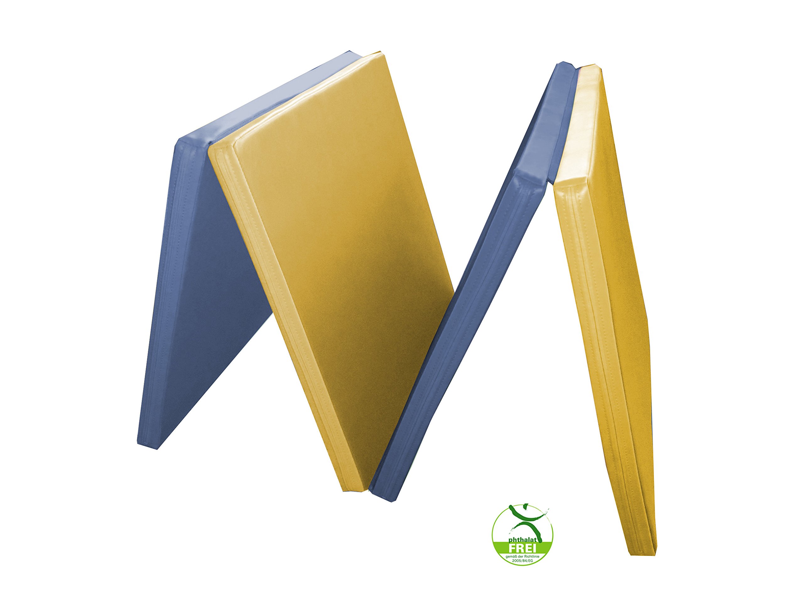 Tappeto da ginnastica pieghevole Klipp Klapp (RG 35, morbido), giallo-blu, 200 x 100 x 10 cm