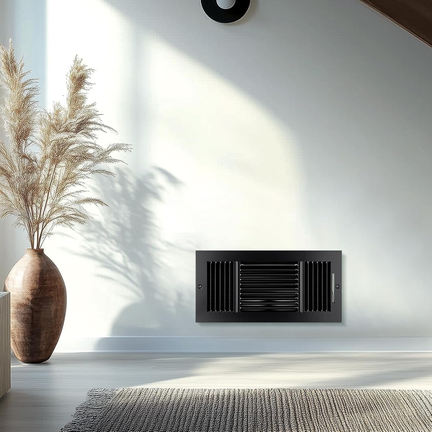 2 Pcs Black 14 x 6 Inch Three-Way Ventilation Register Air Ceiling Vent Cover Register Metal Heat Vent Covers with Rust Proof for Wall Ceiling Home Bathroom Toilet or Office