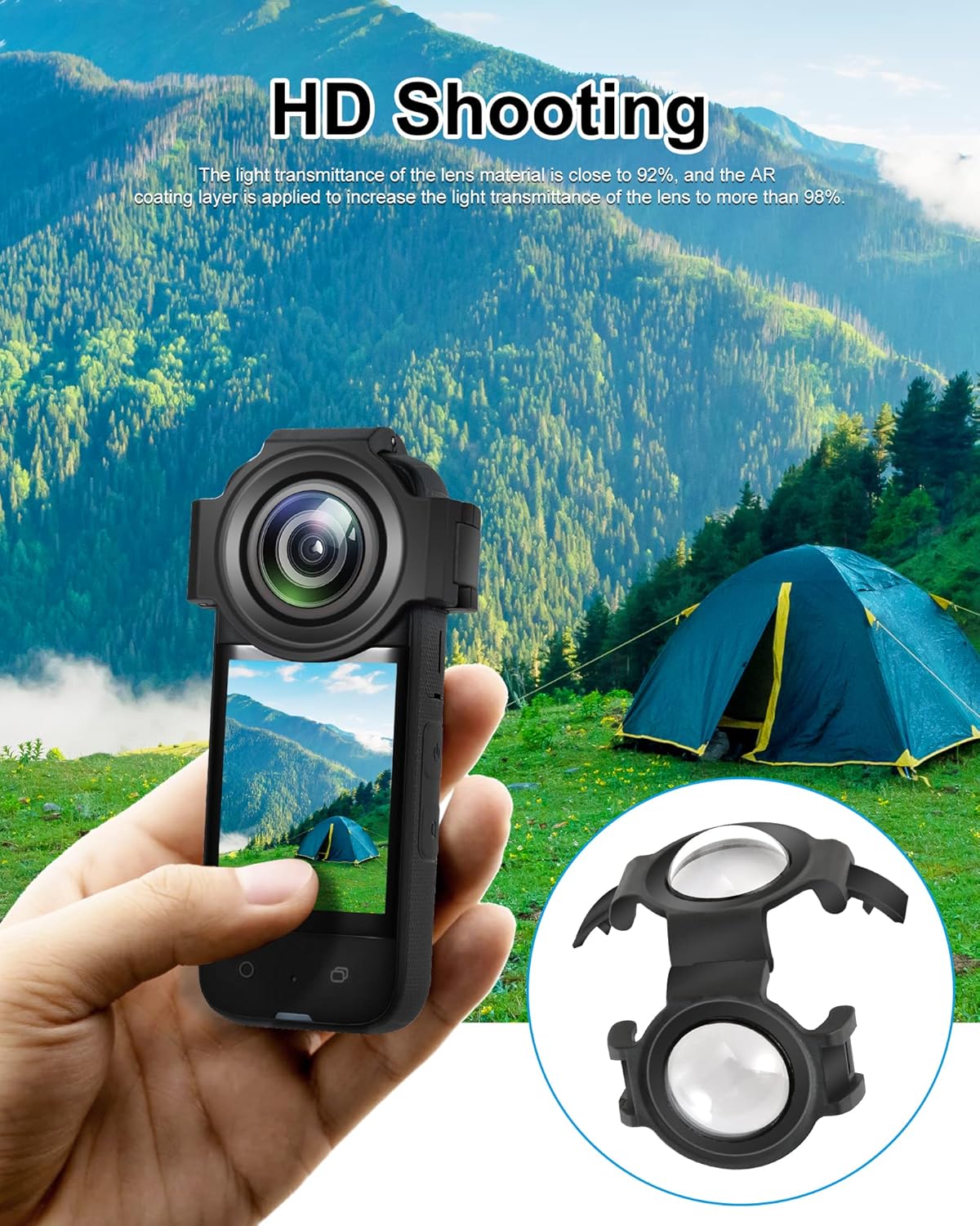 Lens Guard Protective Cover for Insta360 X3, PULUZ Optical Glass Lens Protector for insta360 x3 Accessories-Waterproof & Anti-Scratch - Image 6