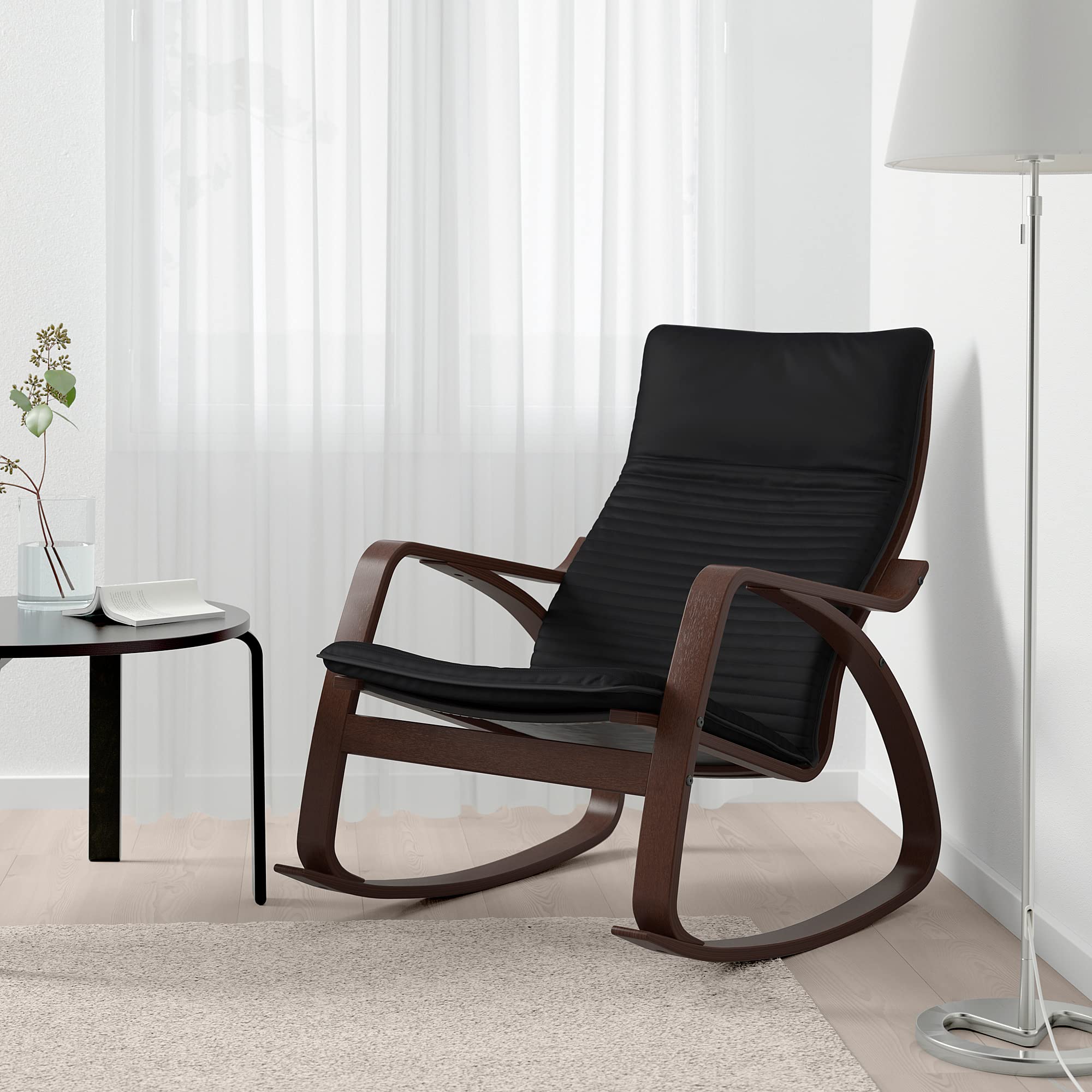 IKEA POĘNG fotel bujany, brązowy/czarny Knisa