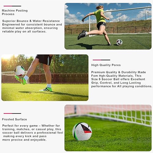 Miniatura 4 de Balón de fútbol Euro Cup Tamaño 5  Tapa suave, perfecta para entrenar y jugar, para aficionados al fútbol y adultos