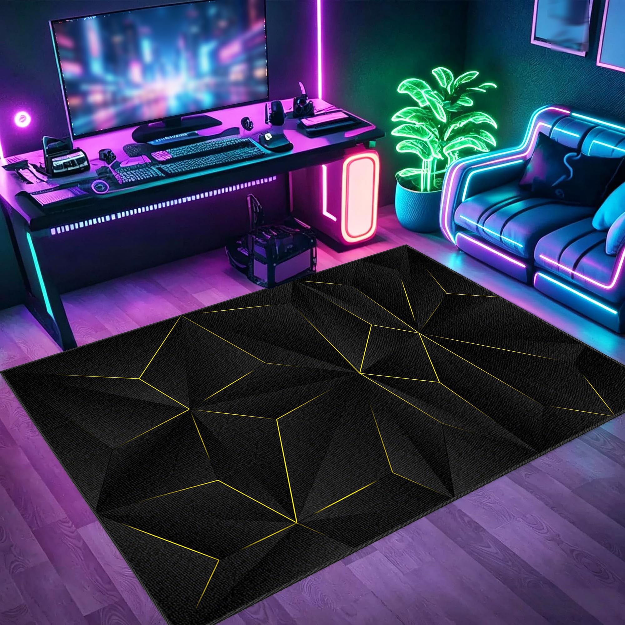 Tapis de sol de chaise d'ordinateur de jeu anti-bruit et lavable en machine